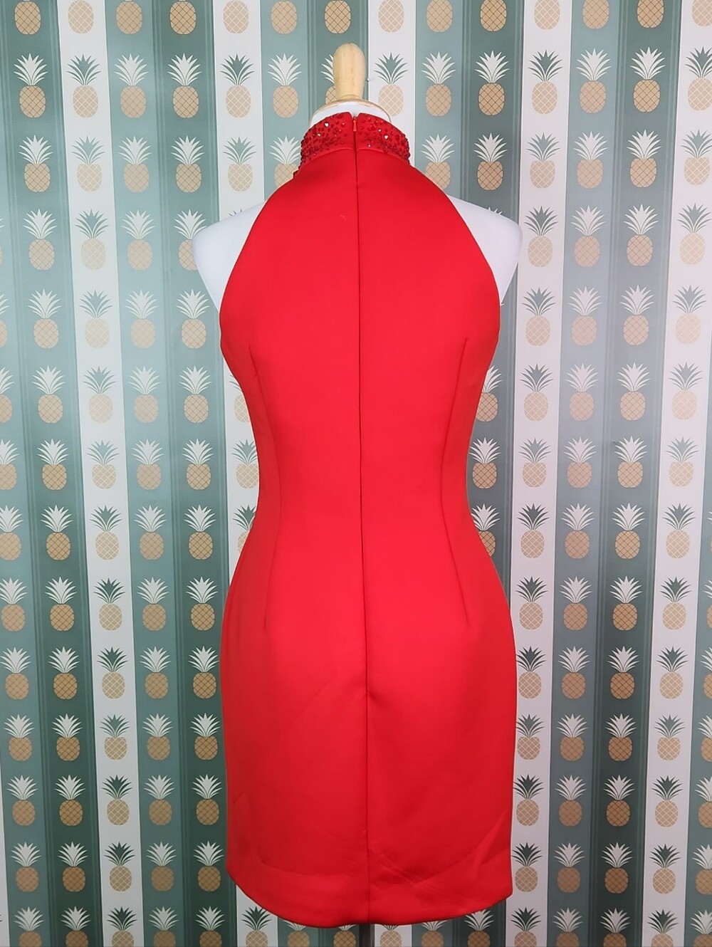 Jovani Red High-Neck Sequin Belt Sheath Dress - Picture 7 of 7